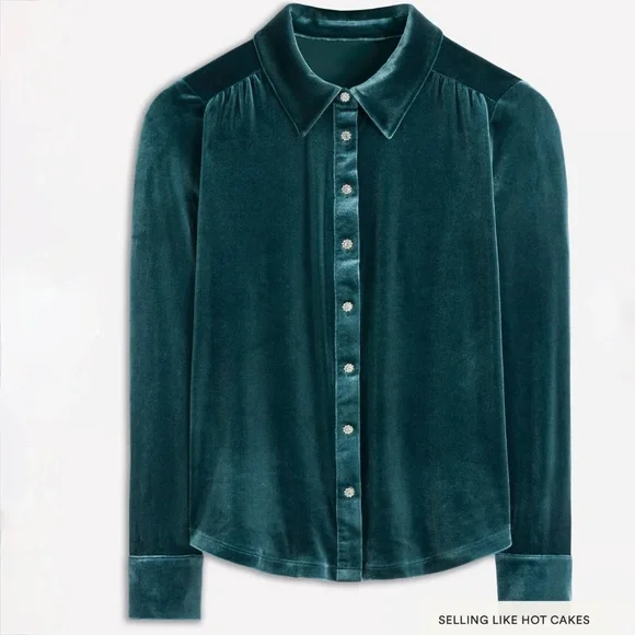 Boden Jewel Button Velvet Shirt, Size 6, NWOT - Picture 6 of 15